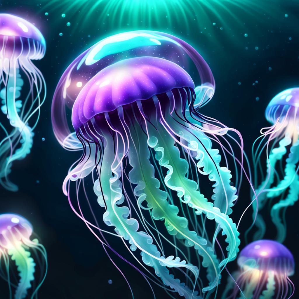 Bioluminescent Purple Baby Jellyfish Concept Art