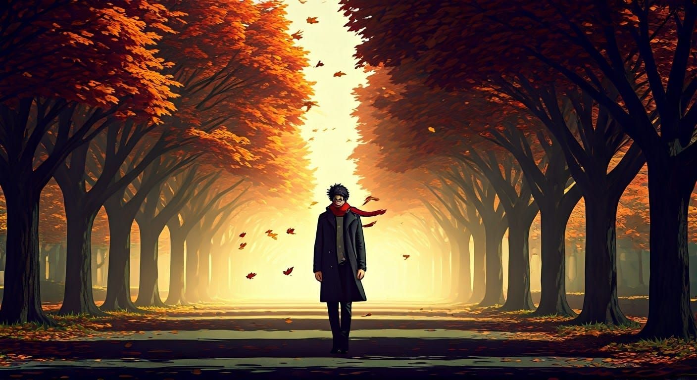 Autumn Wind Sweeps Through a Dark Academia Street