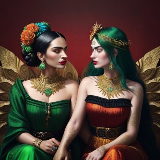 Metallic Goddess Portrait in Abstract Expressionism