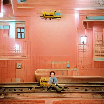 Train Crash in Wes Anderson Style