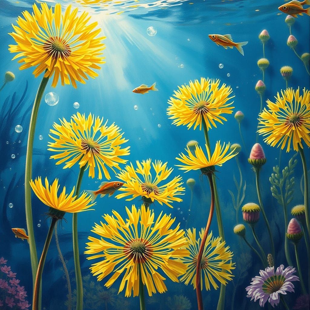 Ethereal Underwater Realm in Gouache Style