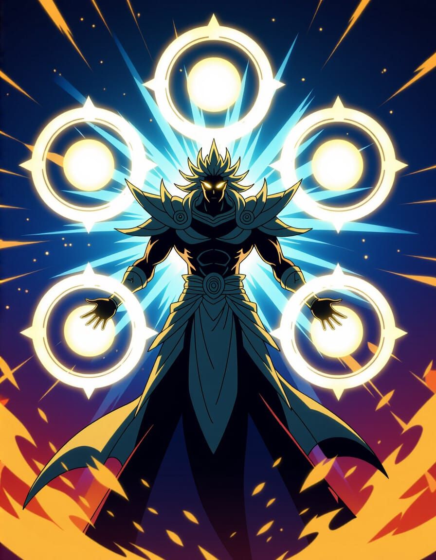 Shonen Anime God with Celestial Sigils