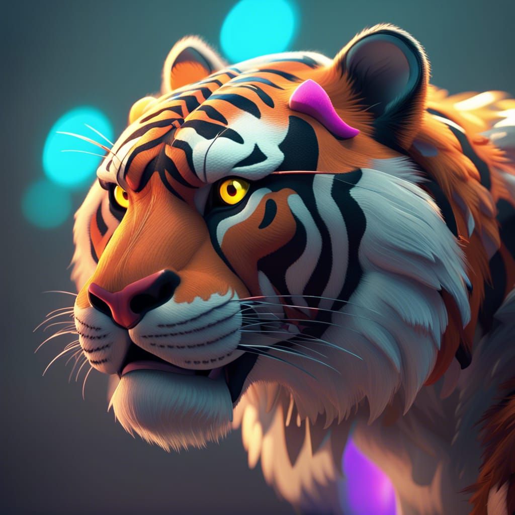 Tiger in 3D Style Concept Art