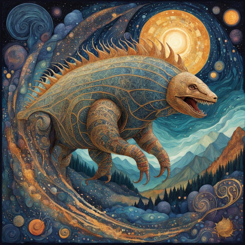 Ethereal Art Deco Predator Embodies Cosmic Wonder