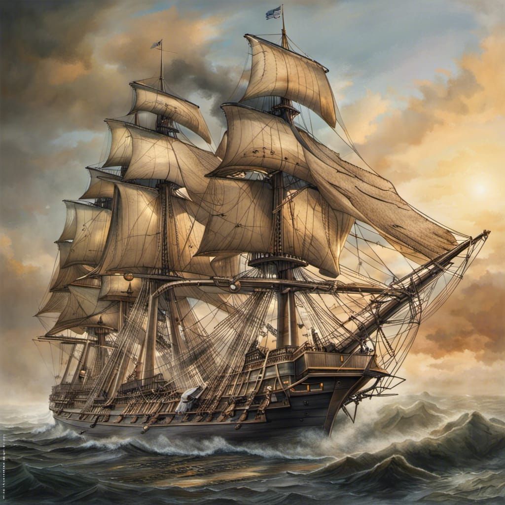 American Frigate During the Gunpowder Age