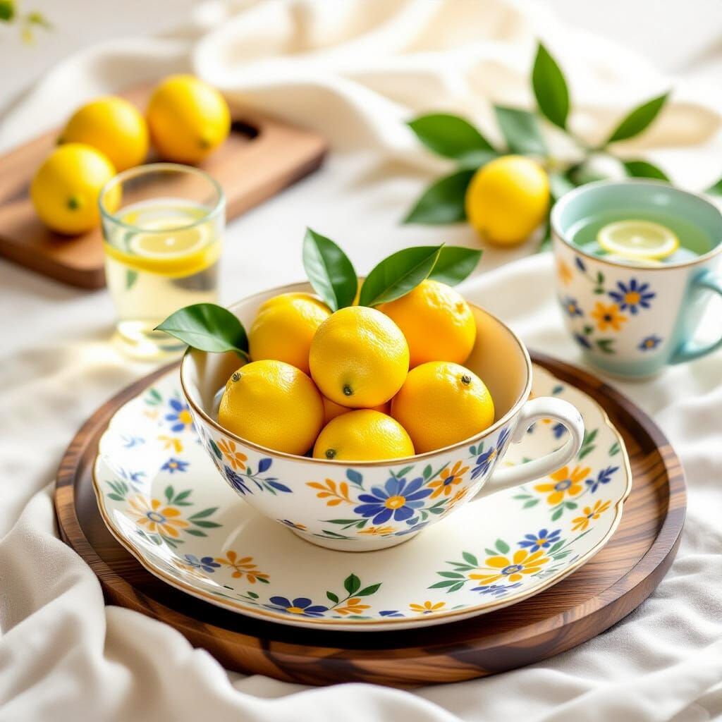 Lemons in Ceramic Bowl in Impressionist Style