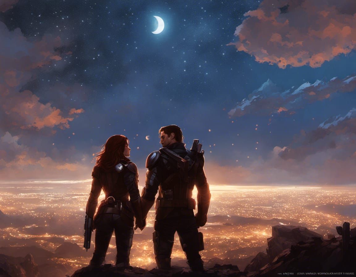 Bucky Barnes and Natasha Romanoff Stargazing