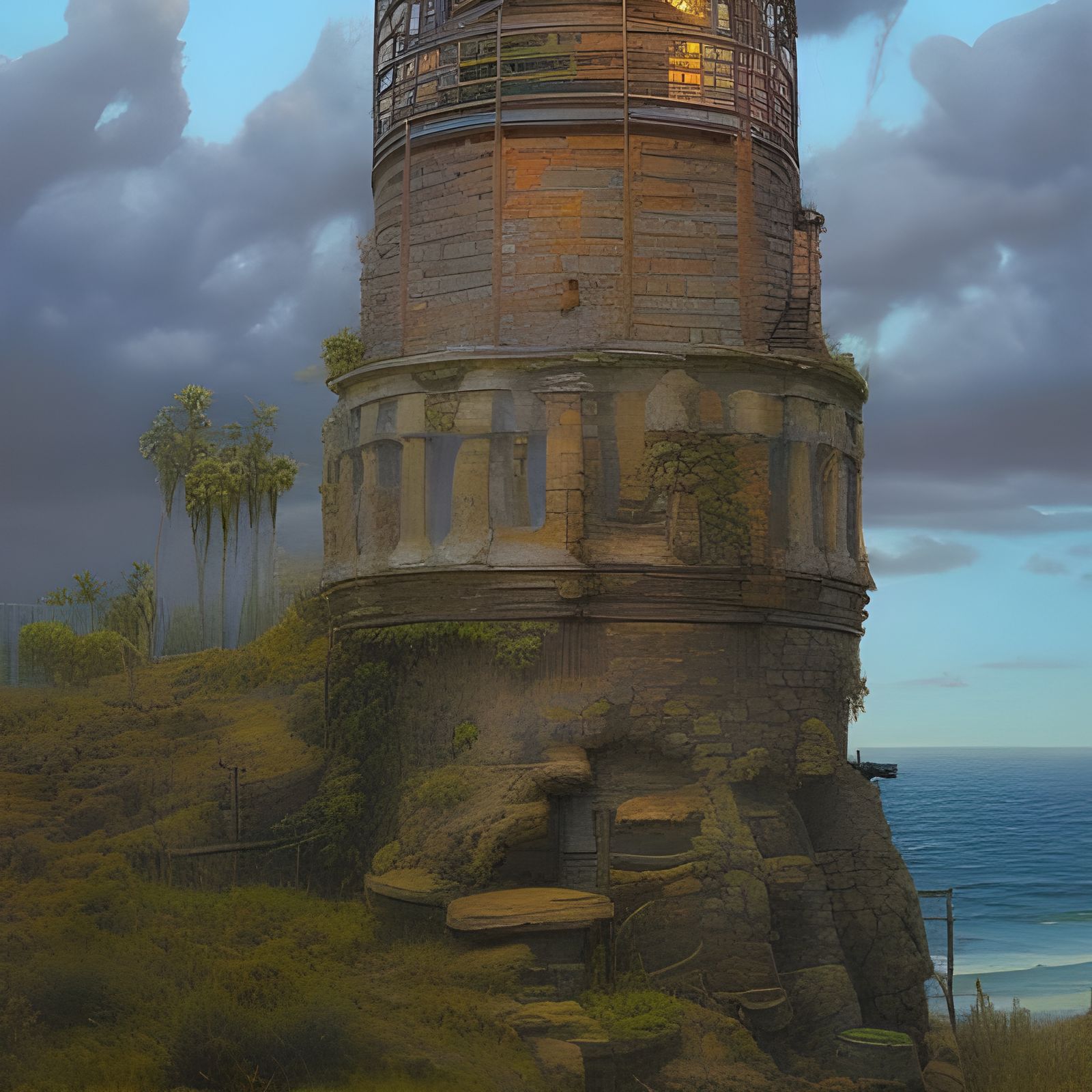 Watchtower Oil Painting in James Gurney Style
