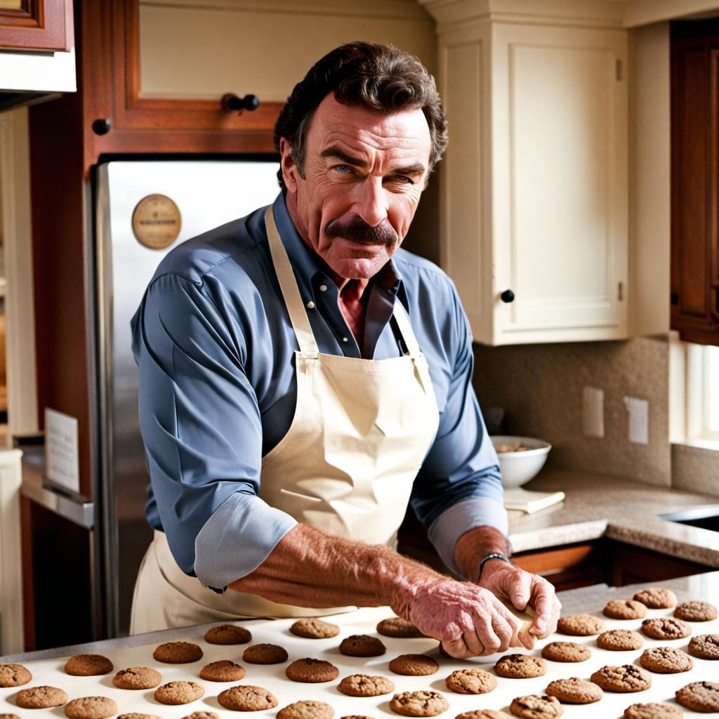 Tom Selleck baking cookies