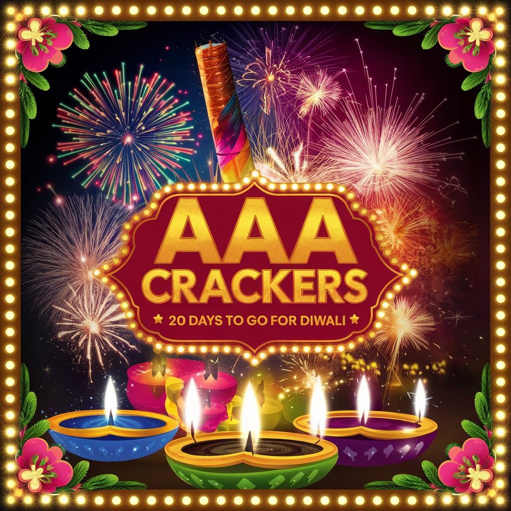 Diwali Countdown Poster for AAA Crackers with Fireworks