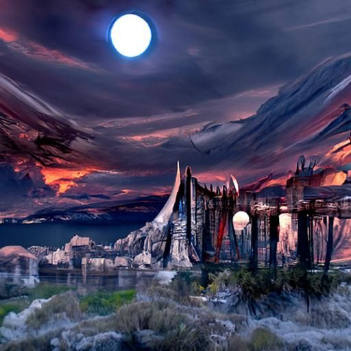 Moonrise Over New Phyrexia: Detailed Matte Painting