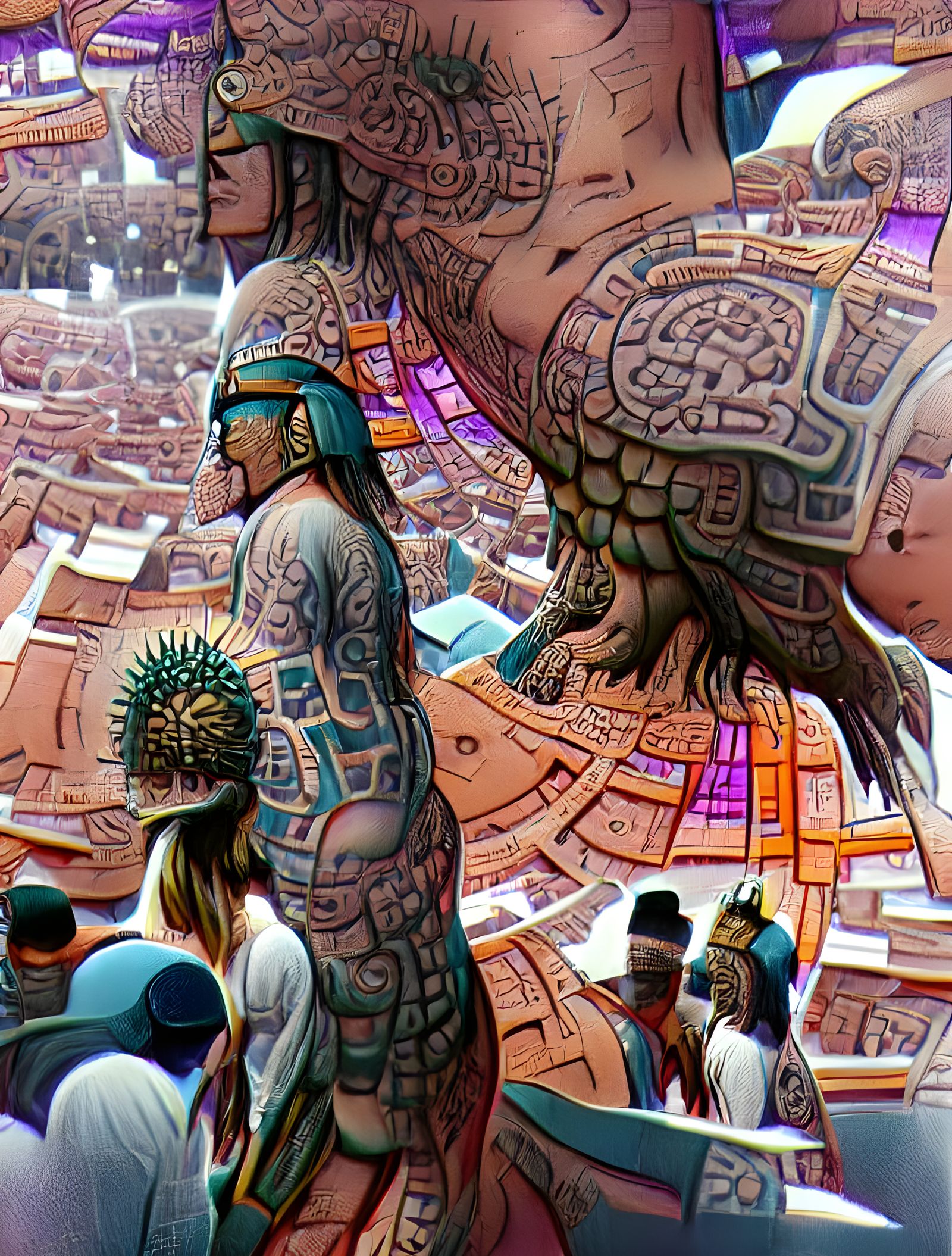 Aztec Tree of Life in Space, Moebius Style