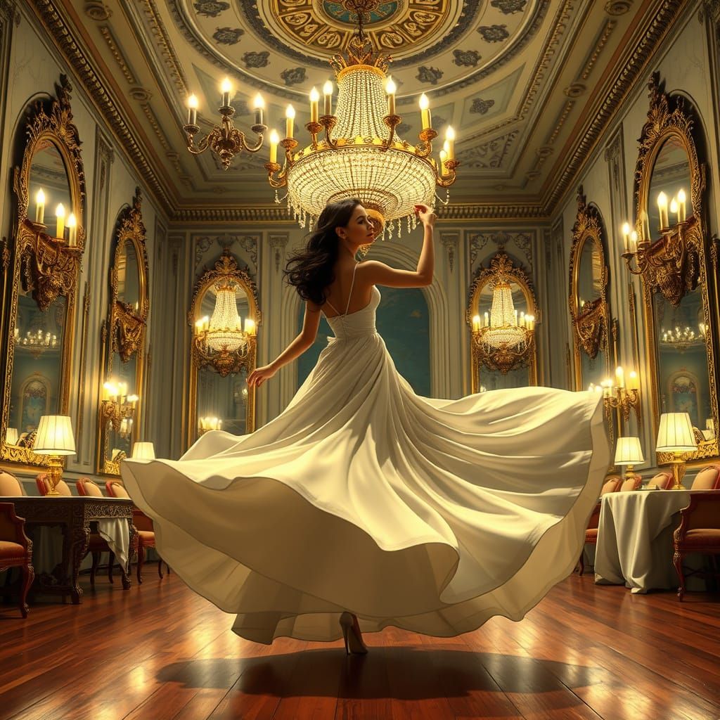Elegant Ballroom Dance in Art Nouveau Style