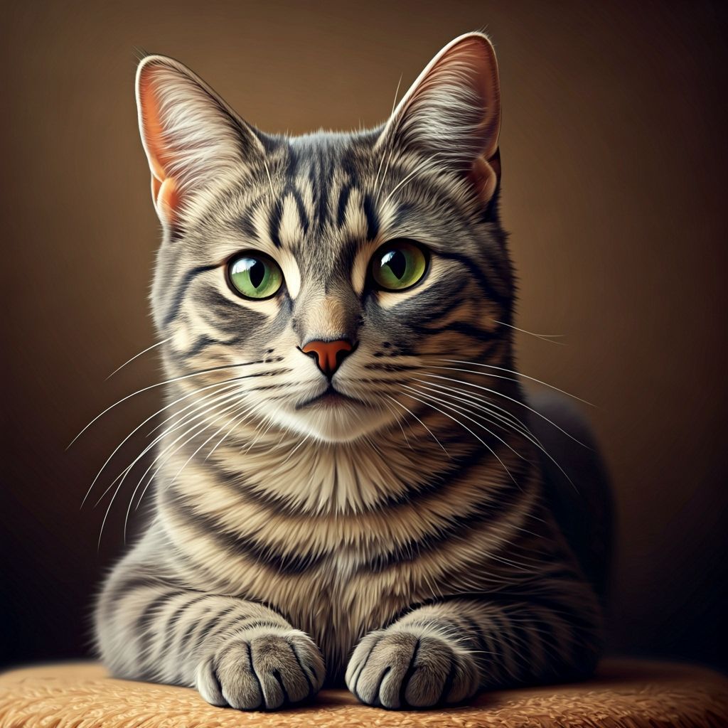 Grey Tabby Cat in Classical Realism Style