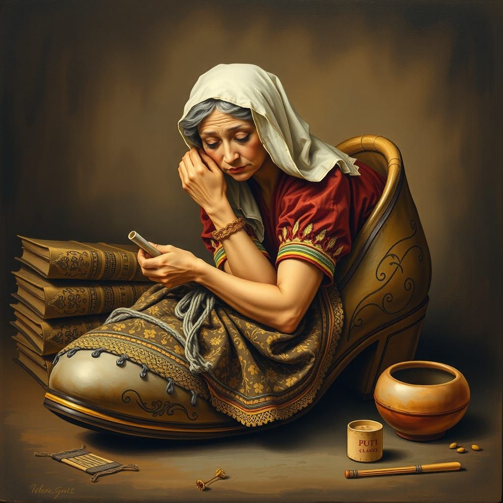 Quaint Scene of a Family in a Cozy Shoe Home