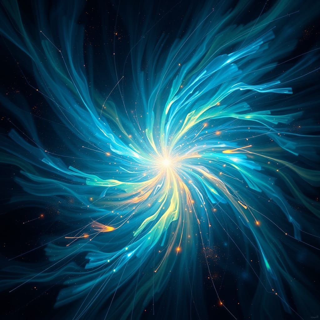 Labradorescence Gemstone Shimmer in Cosmic Digital Painting