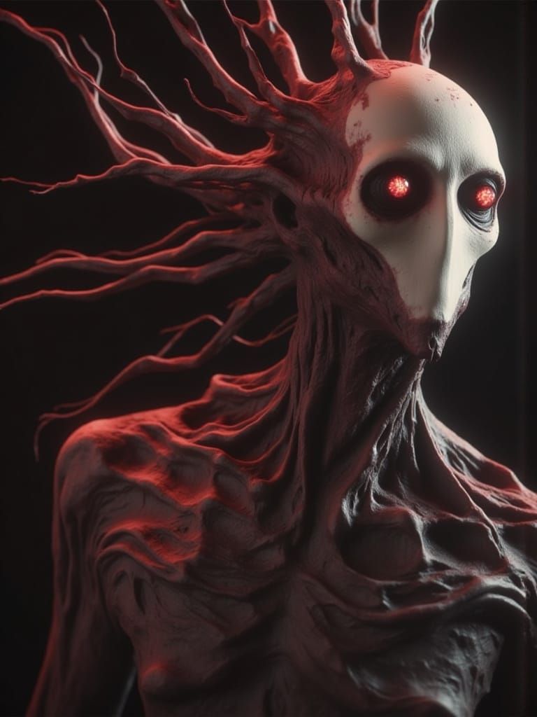 Grotesque Dark Fantasy Creature in Haunted Forest