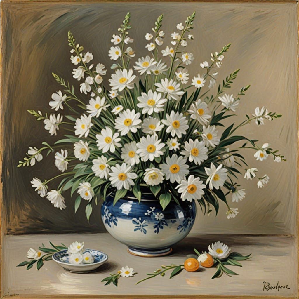 Impressionist Blooms in a Vintage Bowl