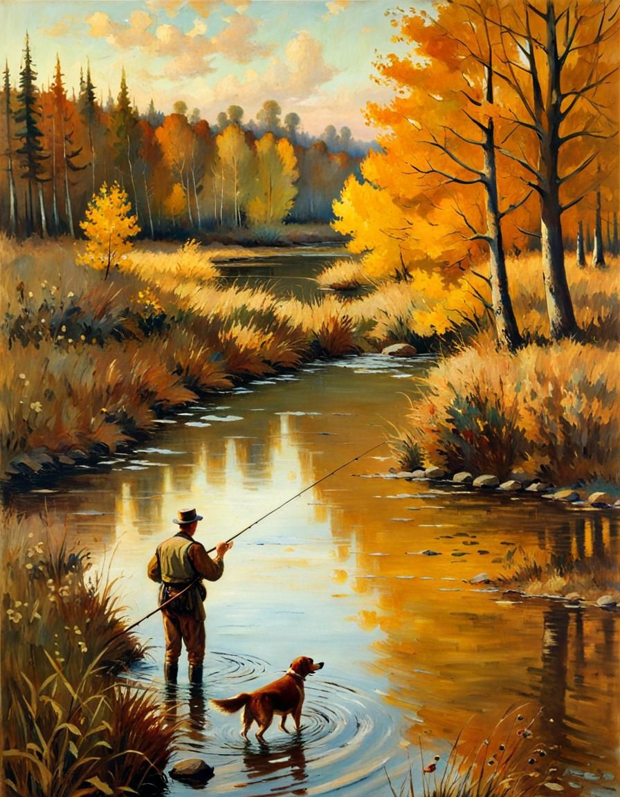 Fly Fishing at Dawn: Golden Hues of Autumn