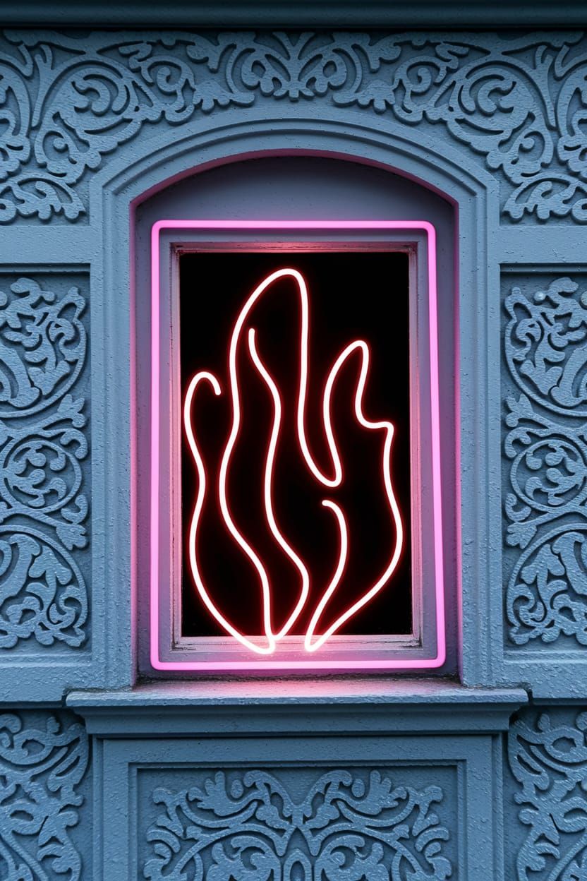 Where Memories of Their Shadows Sit in Neon Liquid Fire Outl...
