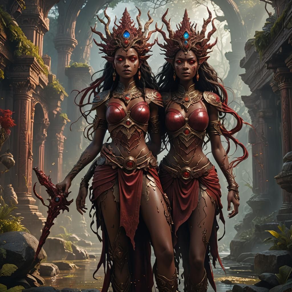 Red-Skinned Goddess with Four Eyes