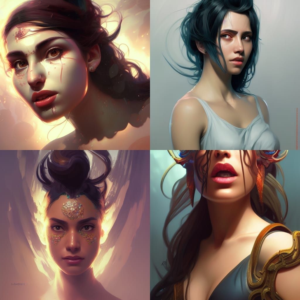 Detailed Portrait of Kali in Art Nouveau Style