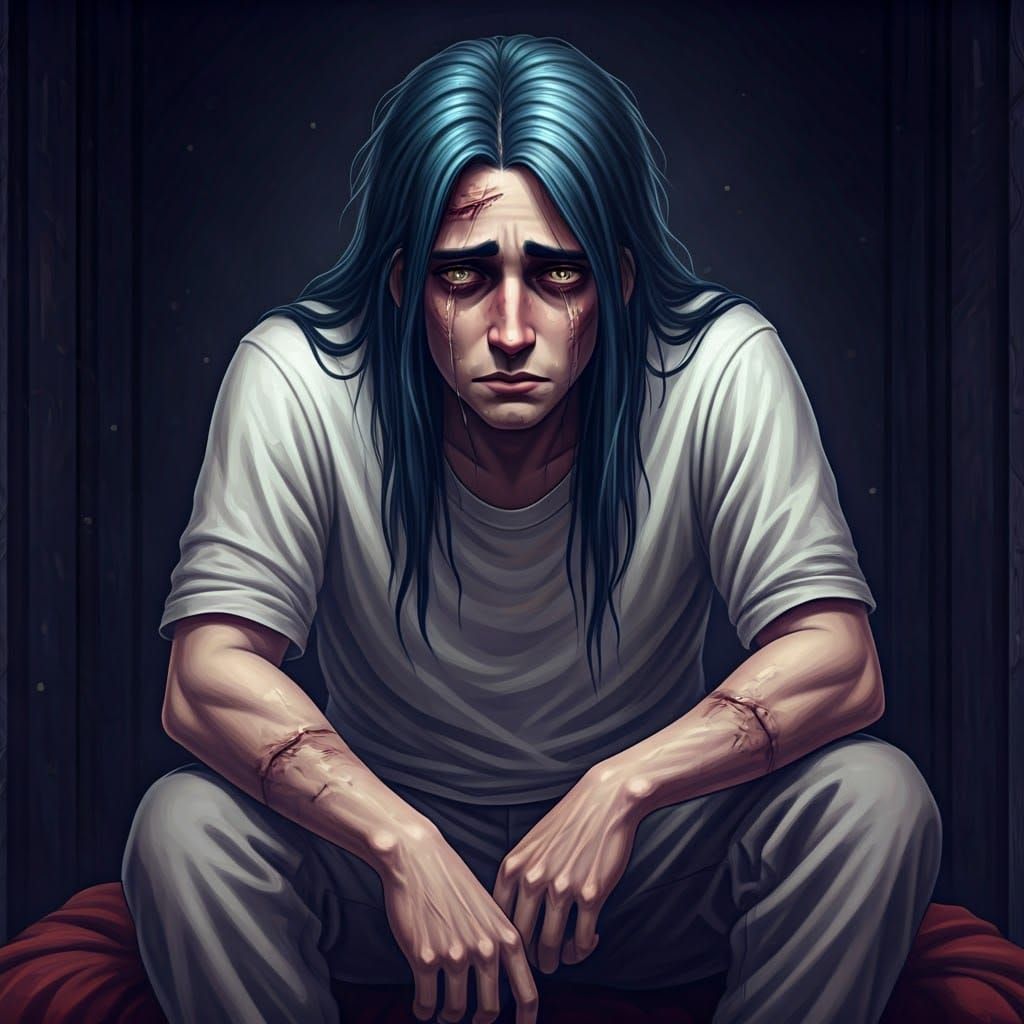 Melancholic Man in Dark Fantasy Style