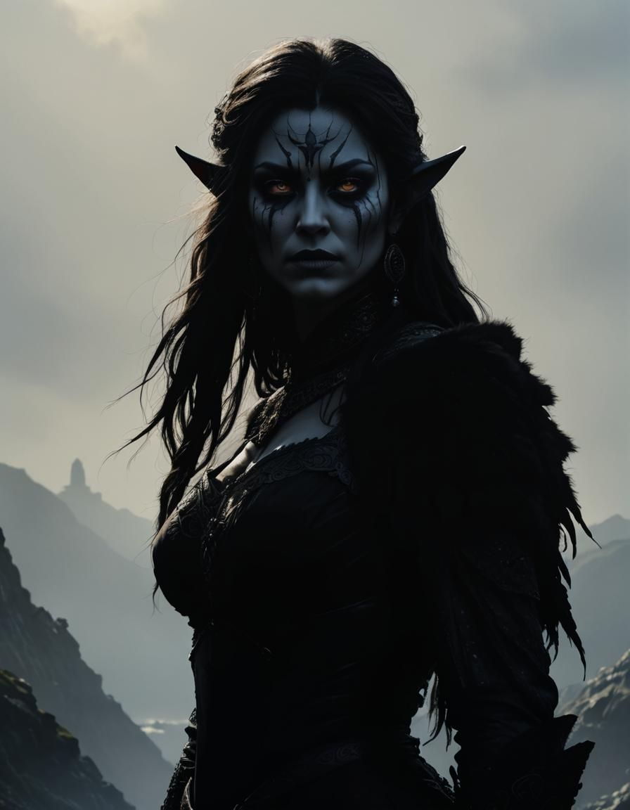 Colorful Dark Elf Warrior Portrait