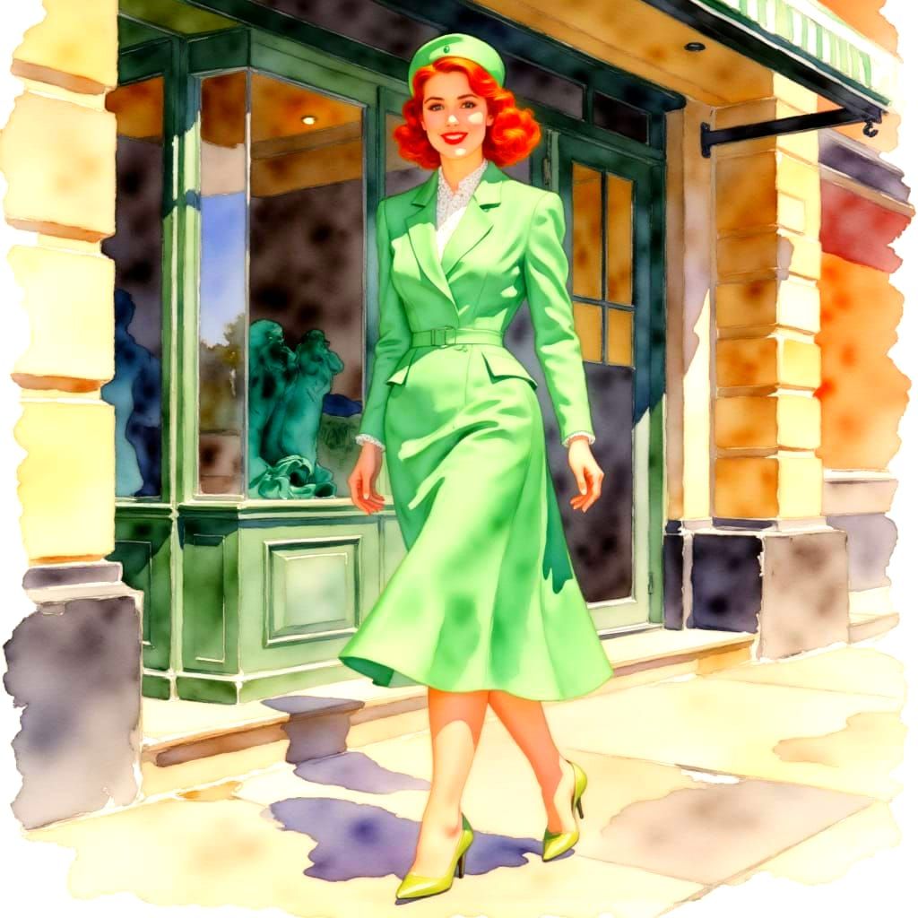 1950s Woman in Tailored Suit and Hat