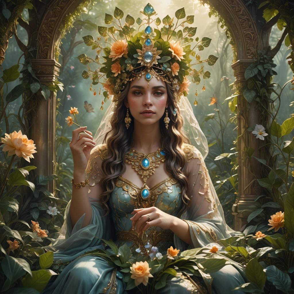 Goddess of Narcissism in Mystical Garden