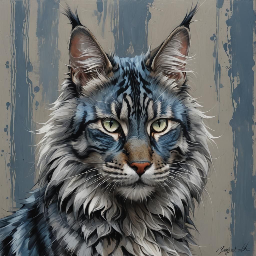 Sinister Blue Maine Coon Cat