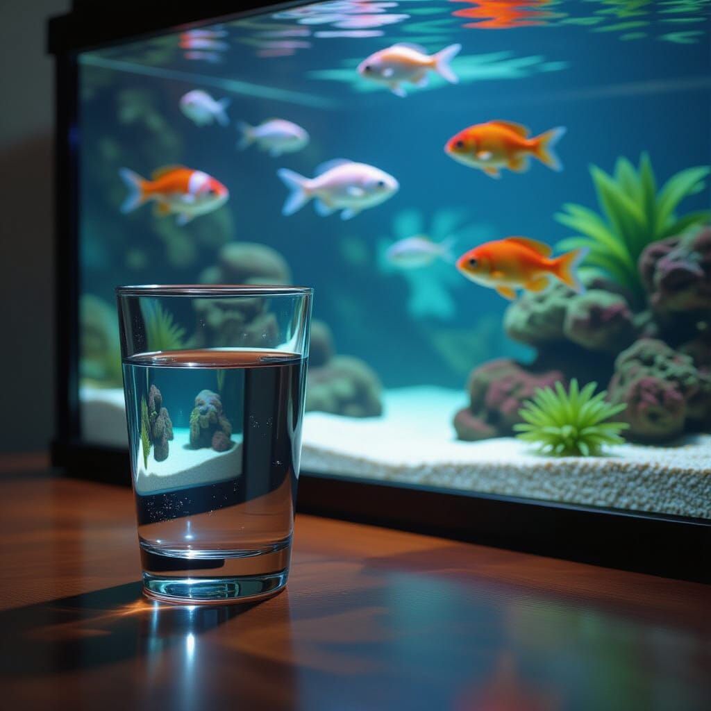 Glass of Water Watched by Tropical Fish