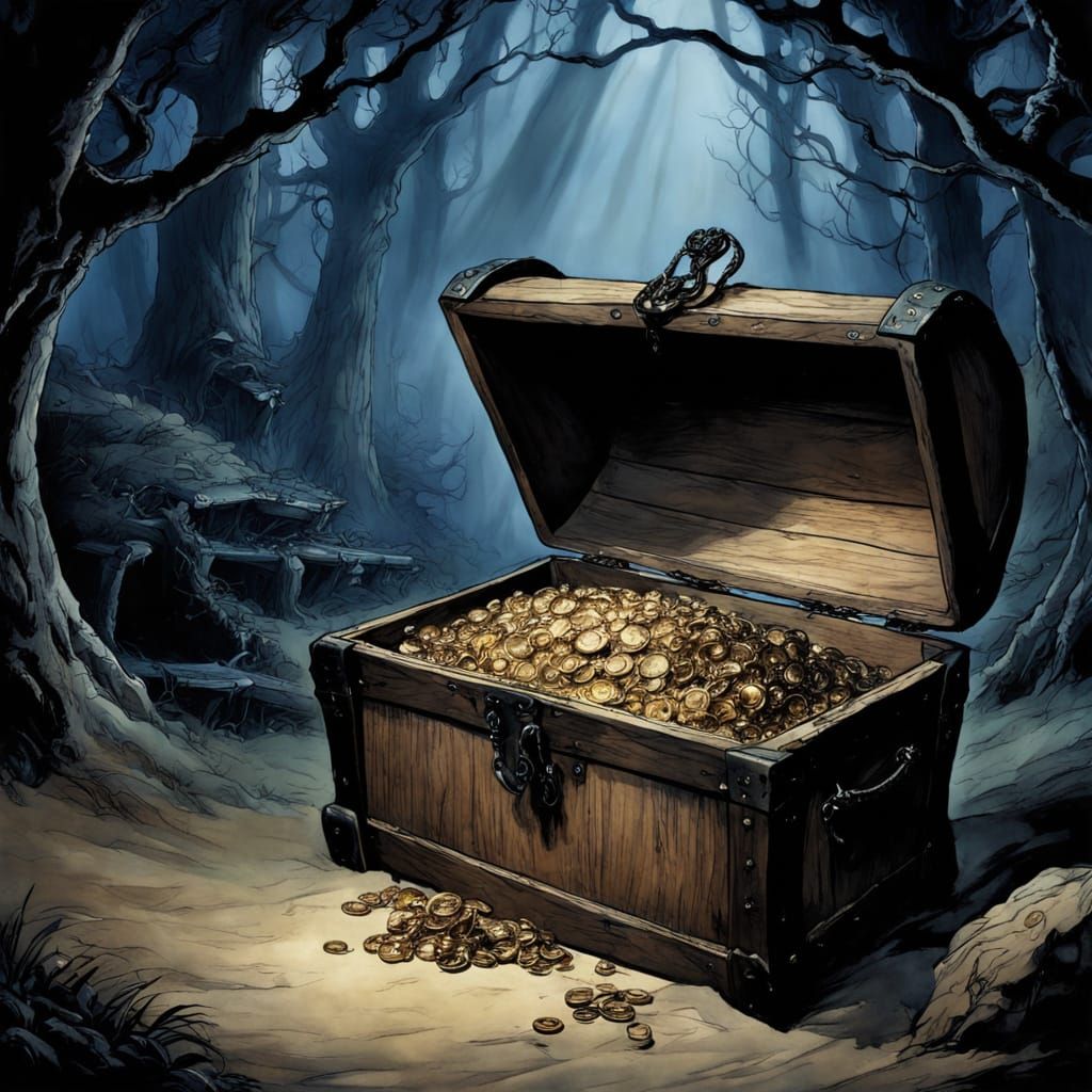 Anime Treasure Chest in Chiaroscuro Style