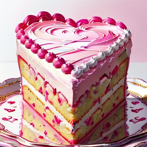 Hyperrealistic Heart Cake Still Life in Sweet Art Style