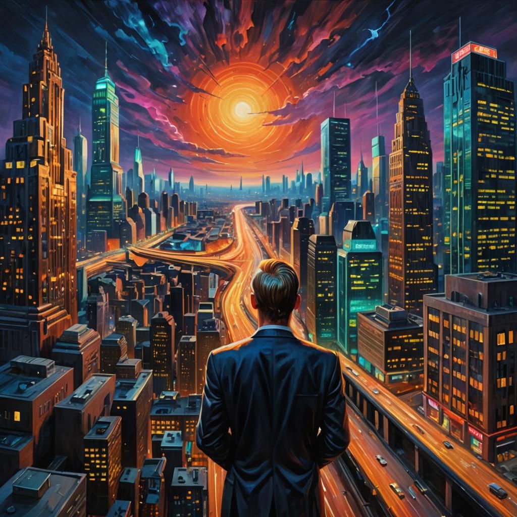 Robotic Scream: Post-Impressionist Urban Anguish