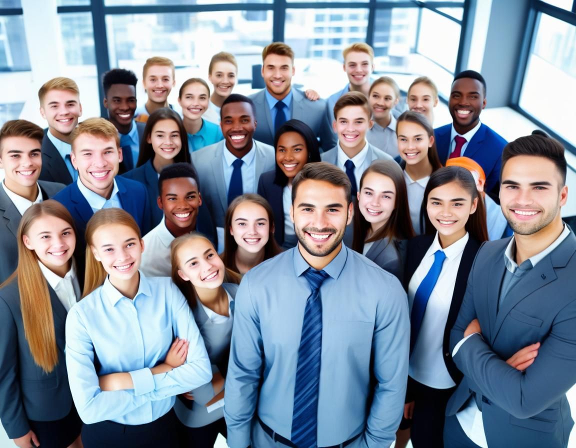 Businessman with Youthful Team in Modern Office