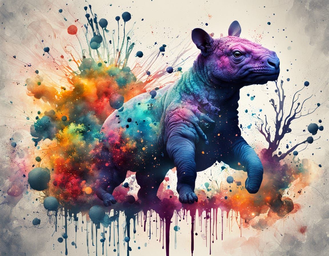 Macrocosmic Organism Dreamscape in Ink Splatter Style