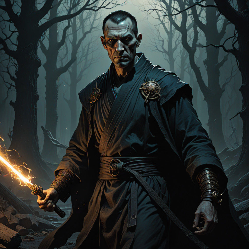 Dark Fantasy Monk in Frazetta Style