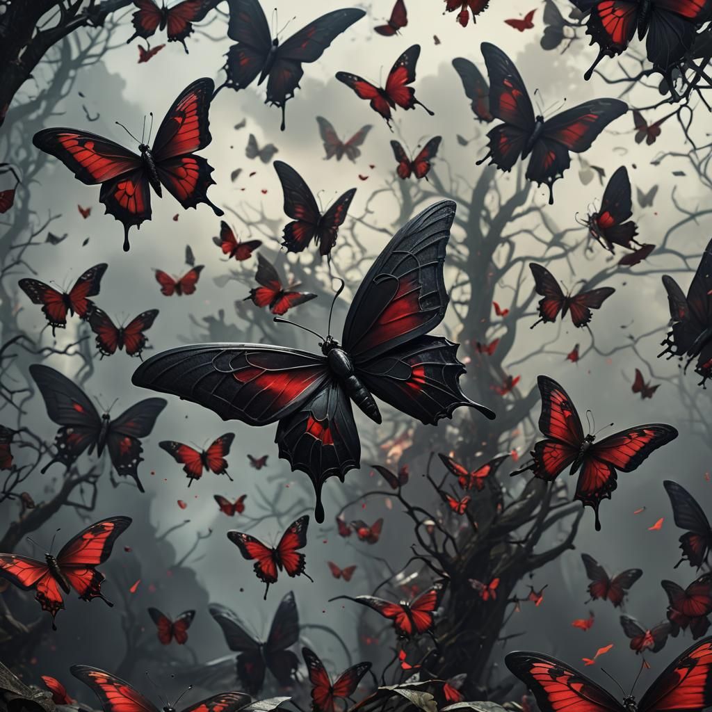 Vampire Butterflies in Detailed Fantasy Art