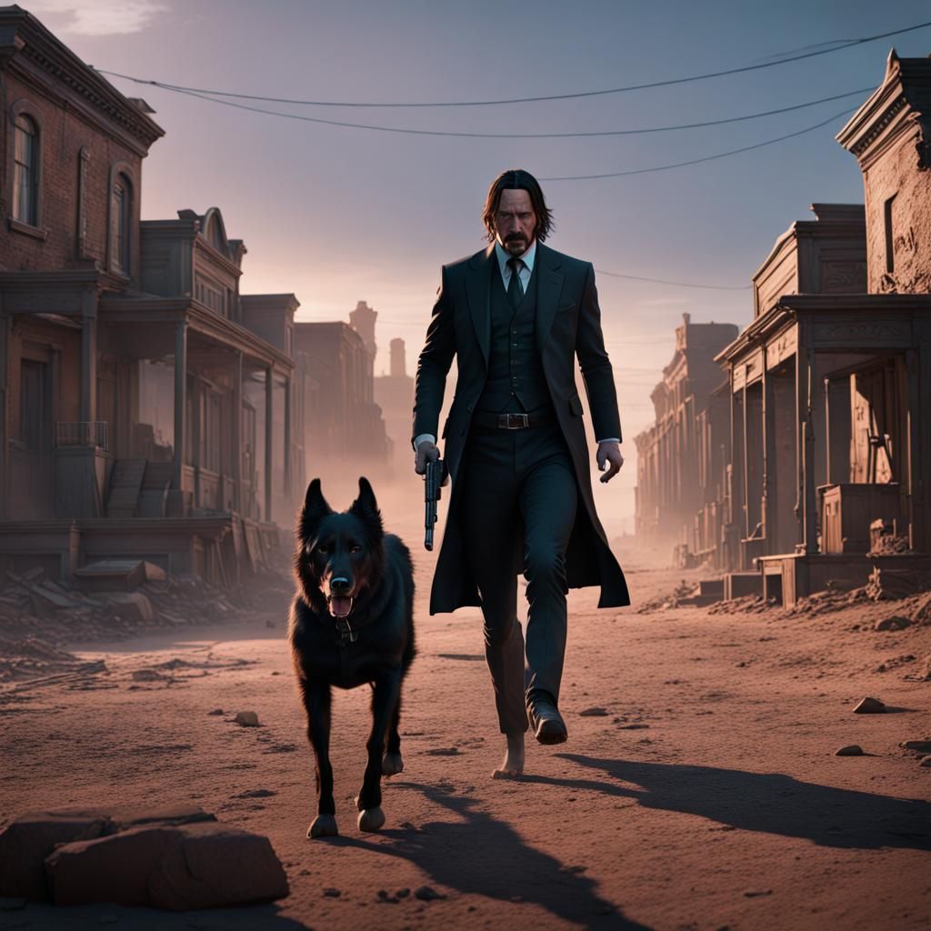 John Wick in Tombstone: Detailed Matte Painting