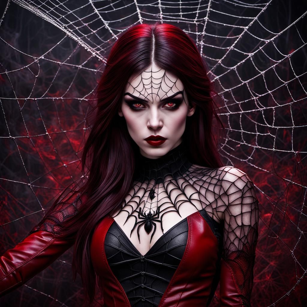 Mystical Vampire Spider Girl in Gothic Setting