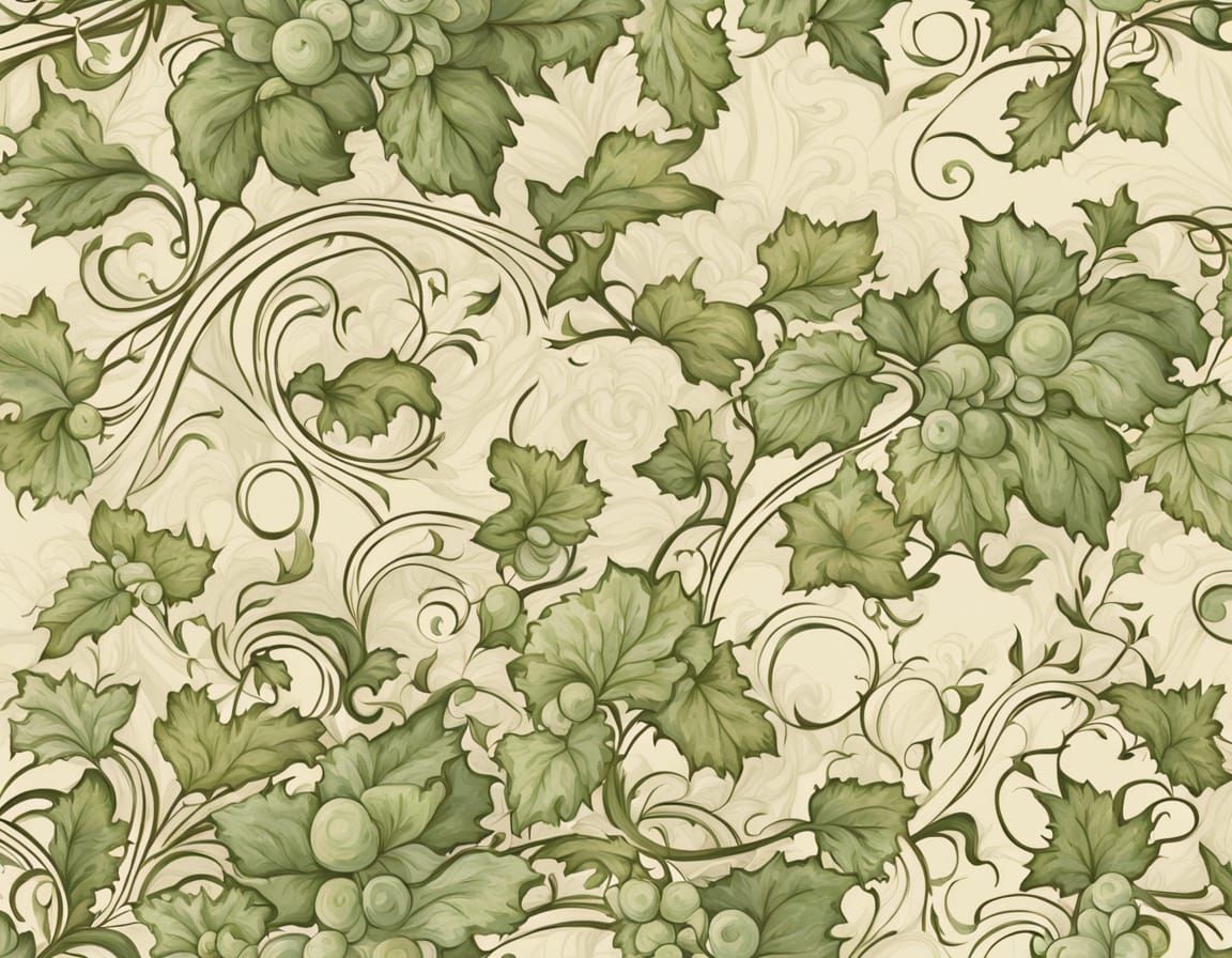 Lush Vineyard Scene in Art Nouveau Style