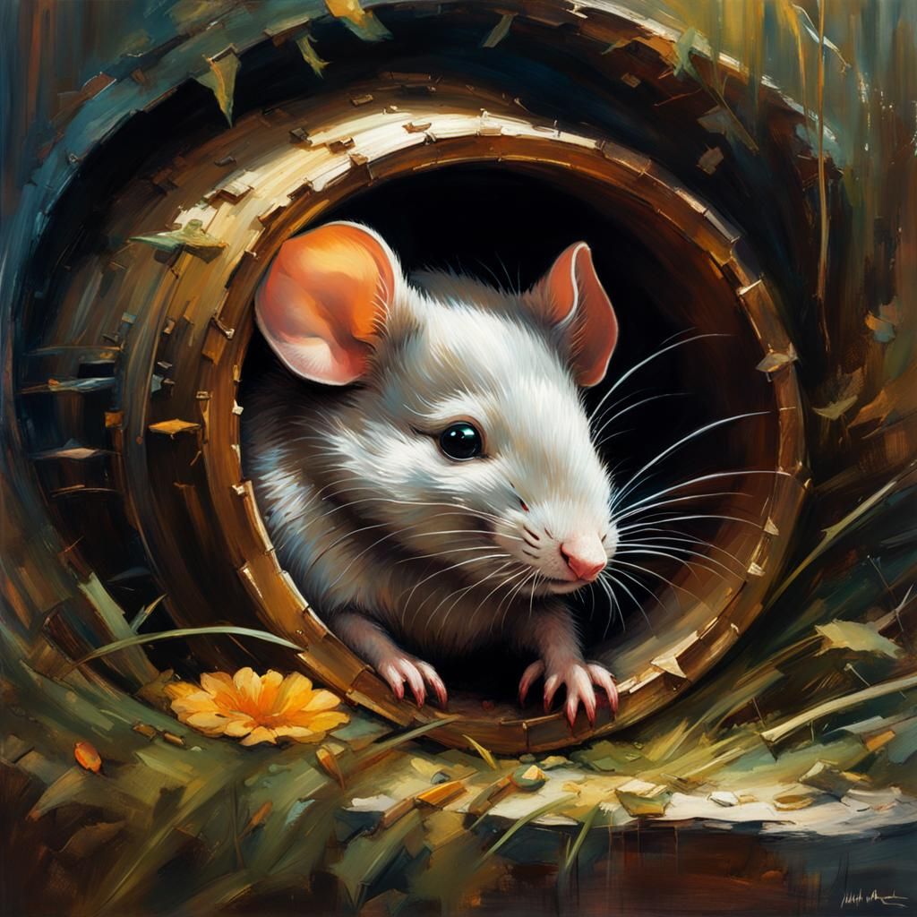 Cute Mouse Sleeping in Cozy Lair: Hyperdetailed Art