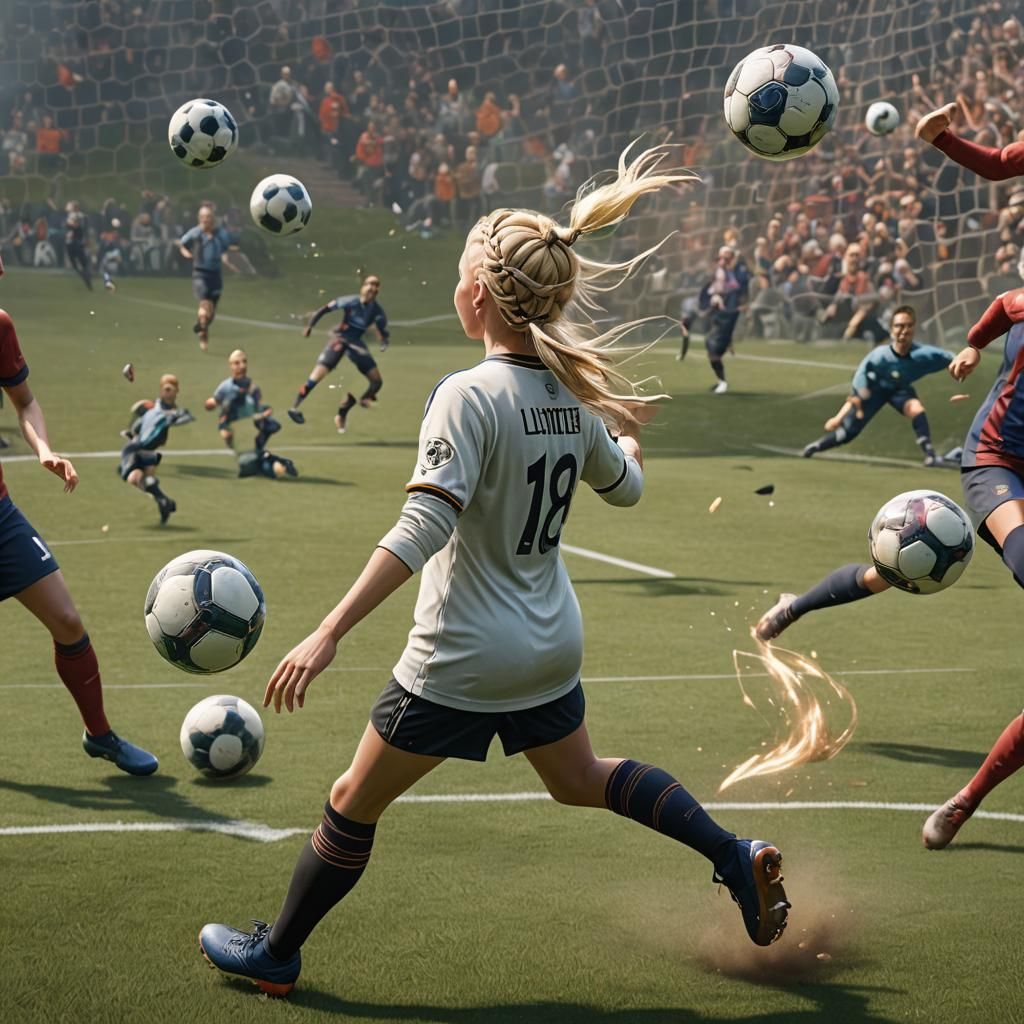 Girl Scores Soccer Goal: Fantasy Concept Art