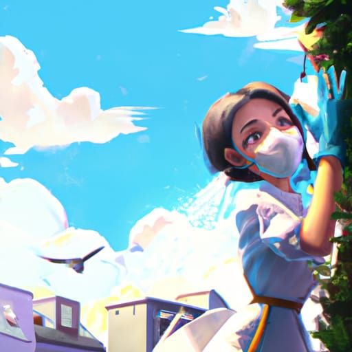 Female Dentist Cleaning: Studio Ghibli Anime Illustration