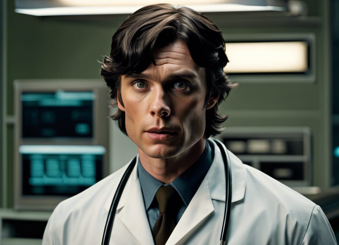 Cillian Murphy tra working as a doctor, hyper real image, ce...