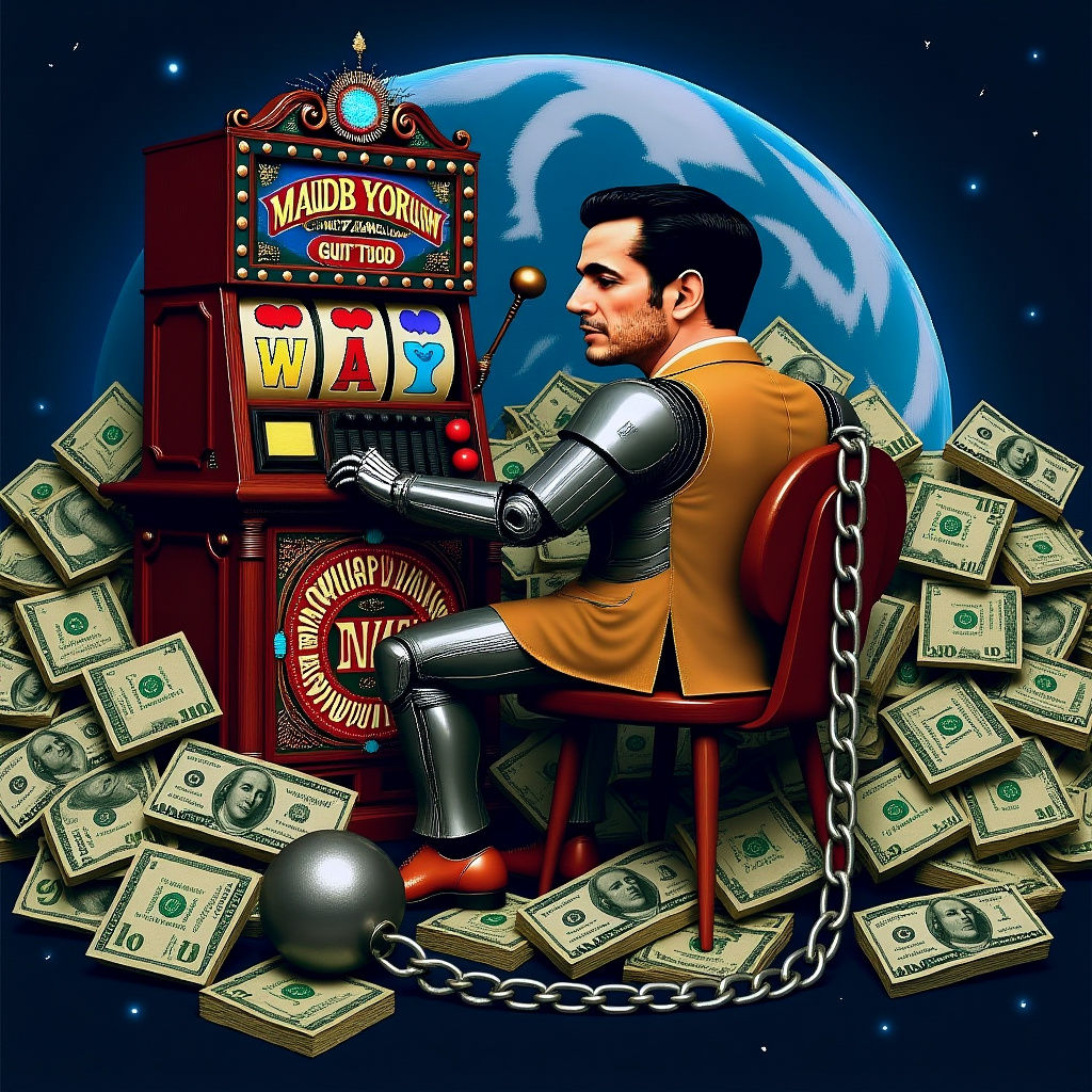 Human Merging with Slot Machine: A Surreal Scene