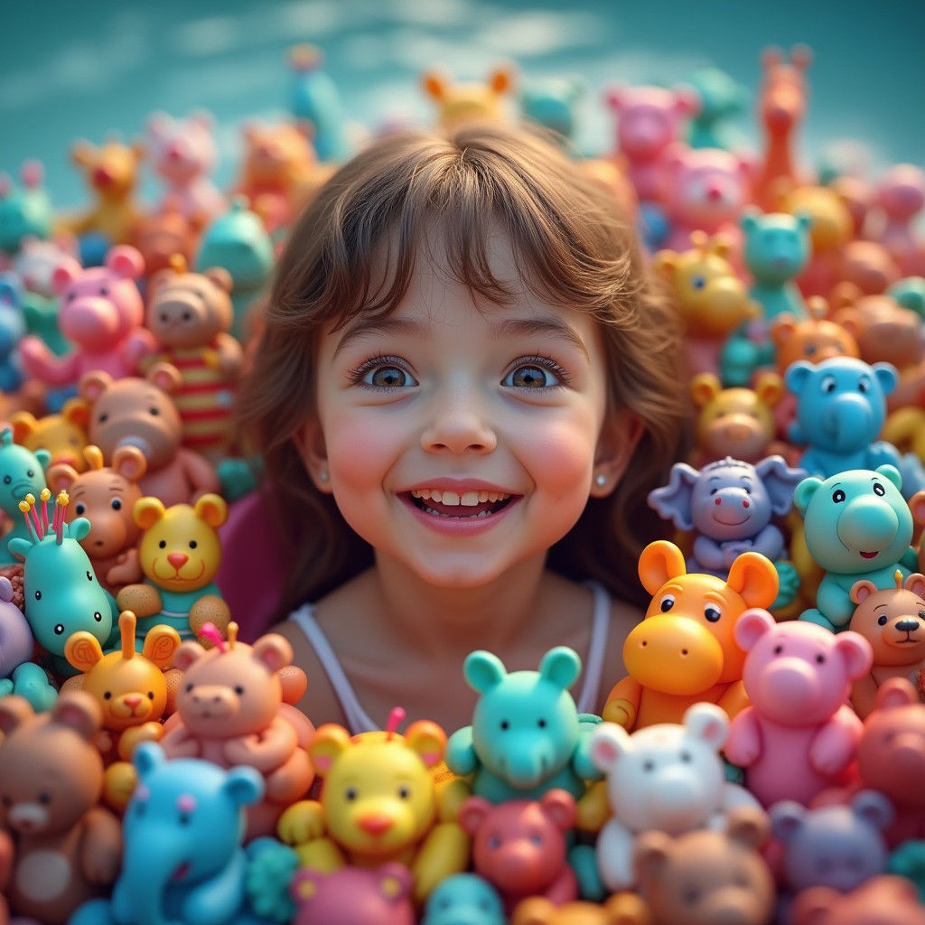 Whimsical Splash Art Portrait of a Child Surrounded by Color...