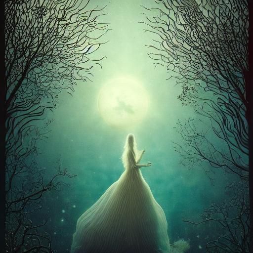 Angelic Apparition Casting Shadows in Watercolor Style