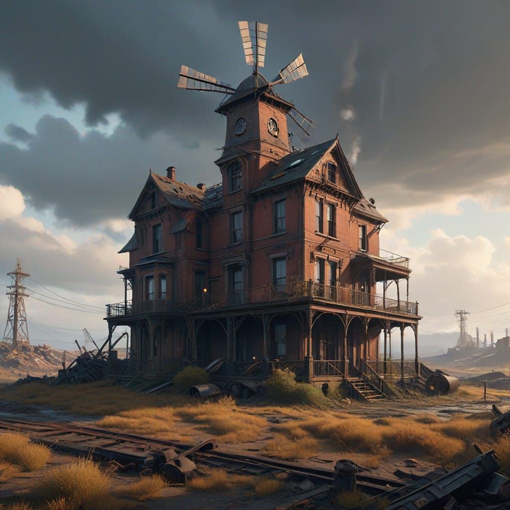 Steam-Powered Victorian House Defies Ruin in Post-Apocalypti...